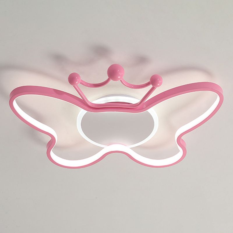 Butterfly Semi Flush Plafond Lilaires dessin animé Plafond en aluminium Chandelier pour enfants pour les enfants