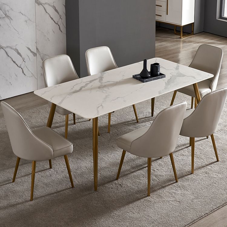 Modern Style Sintered Stone Dining Table with White Fixed Table for Home Use