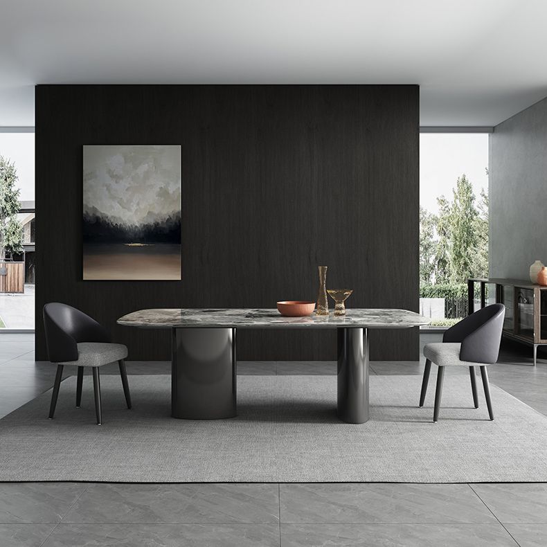 Modern Kitchen Table with Marble Top Metal Legs for Dining Room