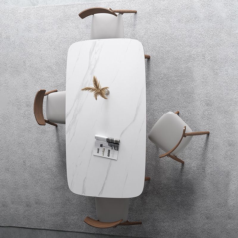 Modern Sintered Stone Top Dining Set Rectangle 1/3/4/5/7 Pieces wooden Table Set