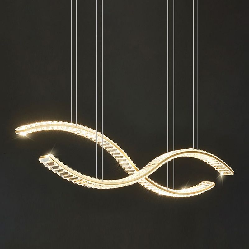 Modern Style Wave Shape Island Pendants Crystal Pendant Lights for Dining Room