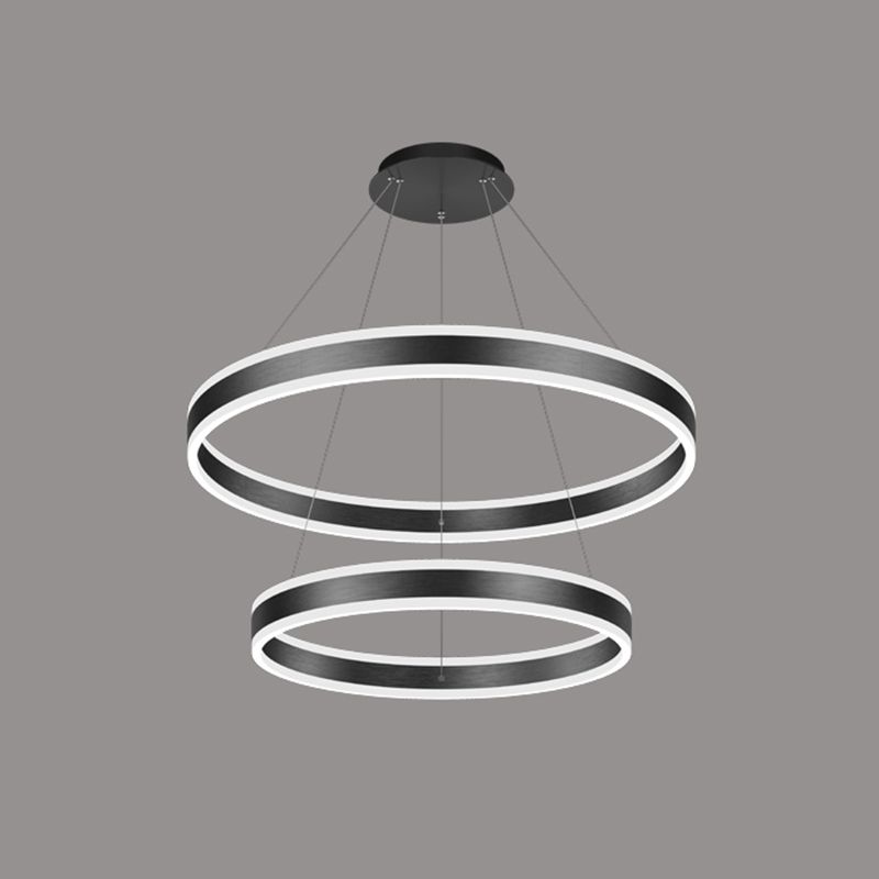 Modern Black Chandelier Multiple Rings Pendant Lighting Fixtures Metal Chandelier