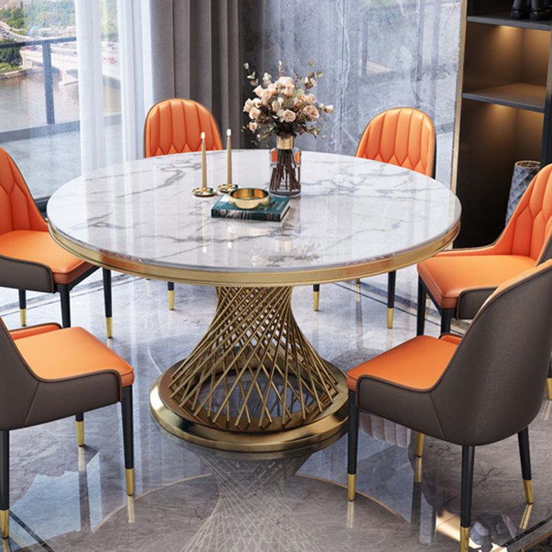 Sintered Stone Pedestal Dining Table Simplicity Style Round Table for Home
