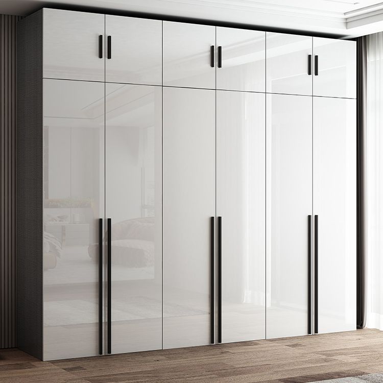 Modern Solid Wood Wardrobe for Home High Gloss White Cabinet
