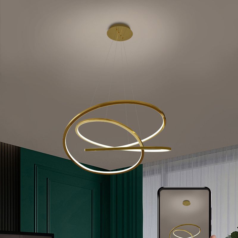 Modern Cycle Chandelier Stainless Steel Pendant Ceiling Lights with Adjustable Hanging Cord for Living Room