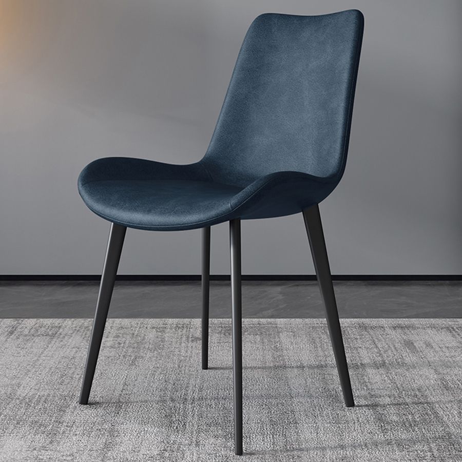 Chaises de salle à manger en cuir style contemporain Chaises de salle à manger sans accoudoirs à dossier solide (Ensemble de 2)