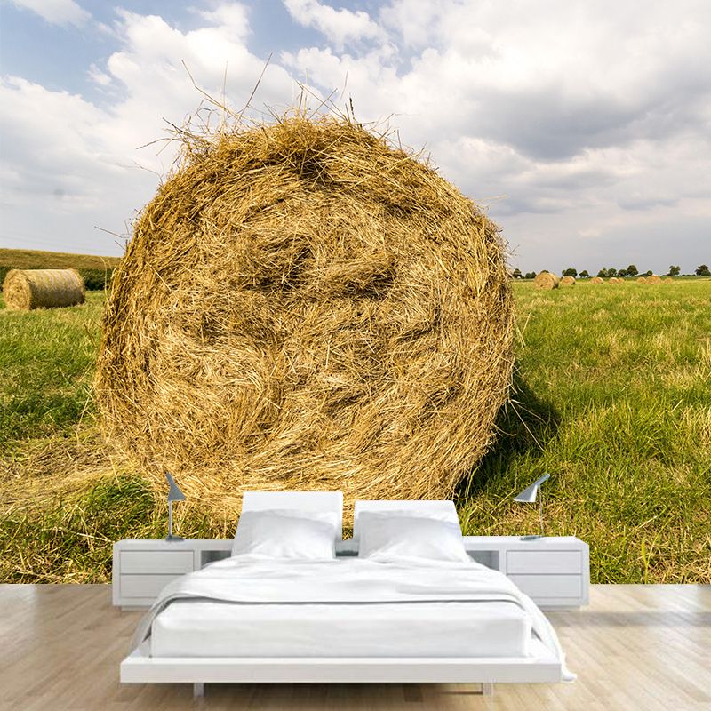 Moisture Resistant Straw Bales Mural Wall Covering for Bedroom Decoration