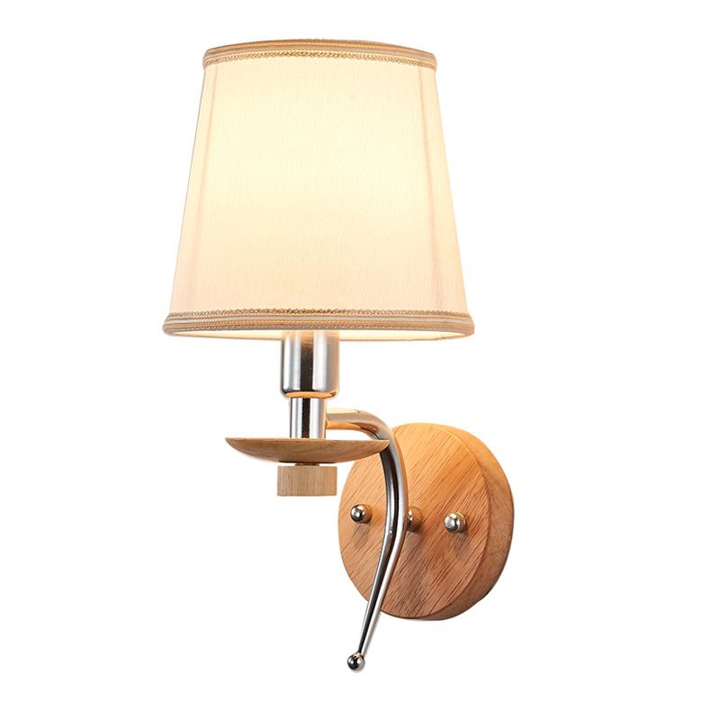 Modernist Wall Sconce Tapered Wall Light Fixture with Fabric Shade for Bedroom