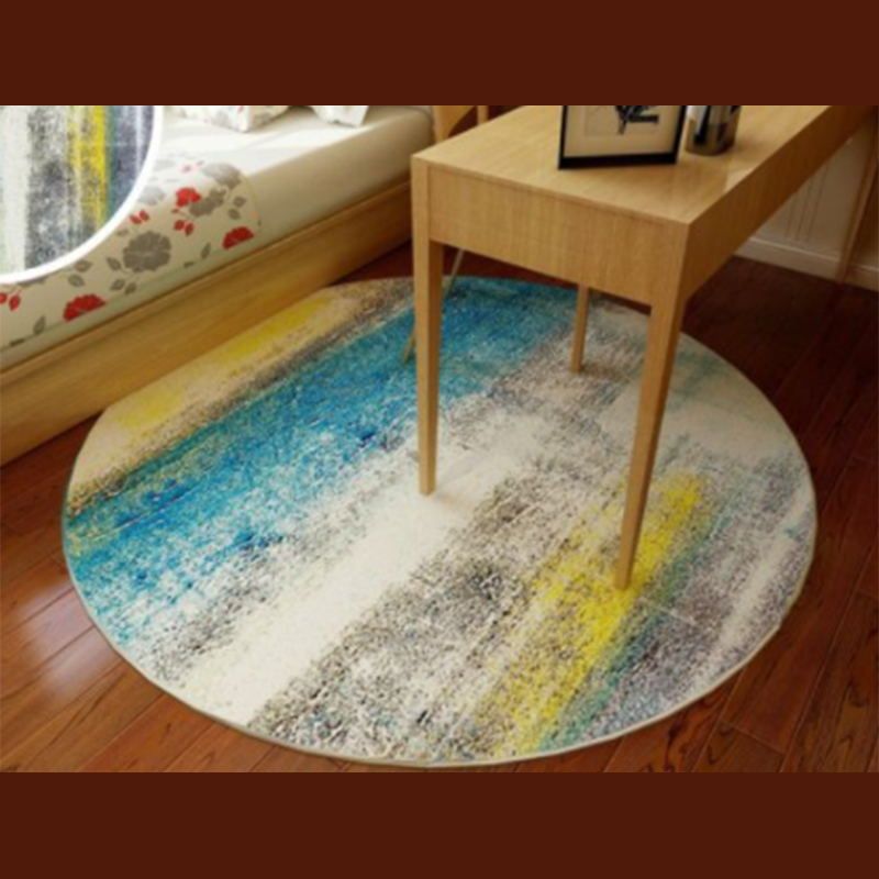 Casual Abstract Indoor Rug Yellow Polyester Rug Washable Carpet for Indoor Room