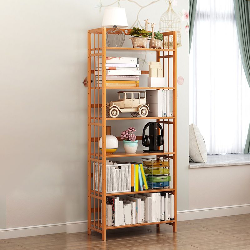 Modern Bamboo Floor Shelf Bookcase Open Etagere Bookshelf for Study Room