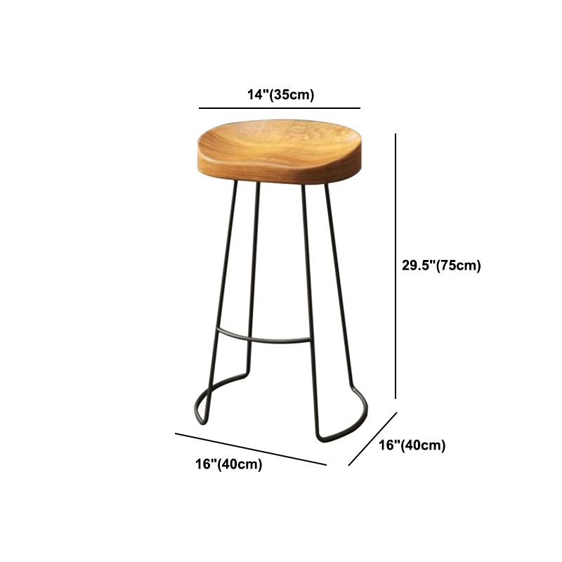 Coffee Shop Industrial Wood Barstool Metal Pedstal Bar Stool with Pedal