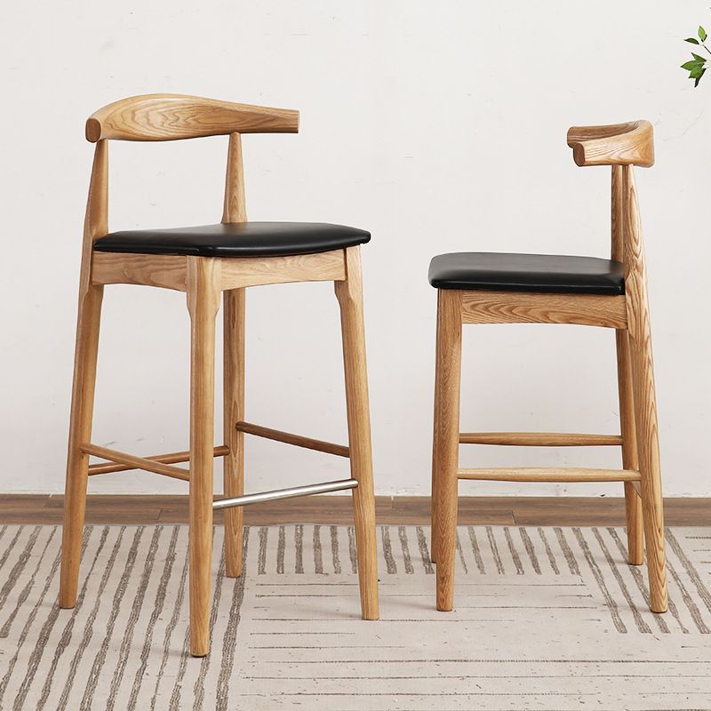 Taburete de bar y mostrador contemporáneo, taburete de bar interior de madera sin brazos con reposapiés