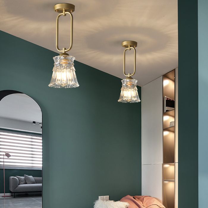 Glass Shaded Semi Flush Mount Ceiling Light Nordic Gold Ceiling Flush Mount Light