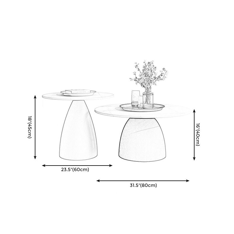Modern Style White/black Top Rock Sheet Metal Craft Round Coffee Table