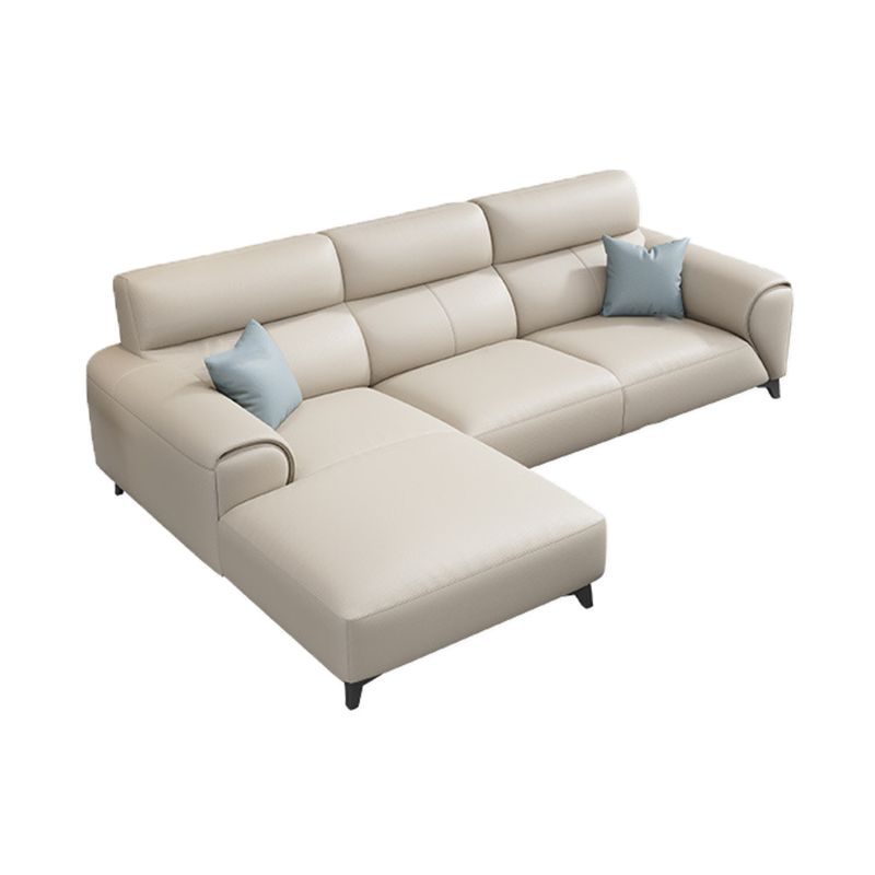 Contemporary Faux Leather Stationary Living Room Recessed Arm Sofa Chaise