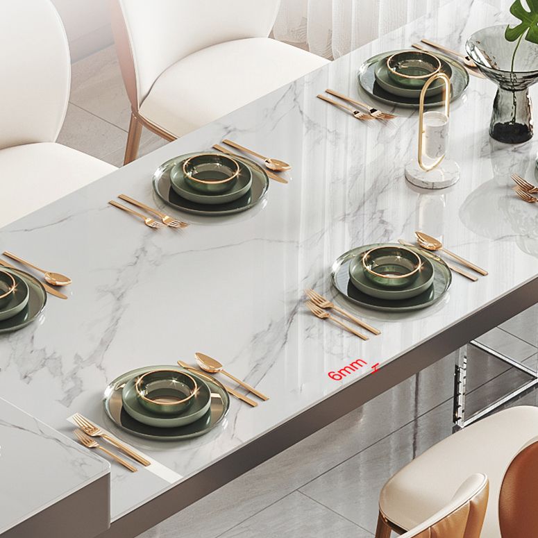 Modern Rectangle Dining Table Sintered Stone Dinner Table with Acrylic Base