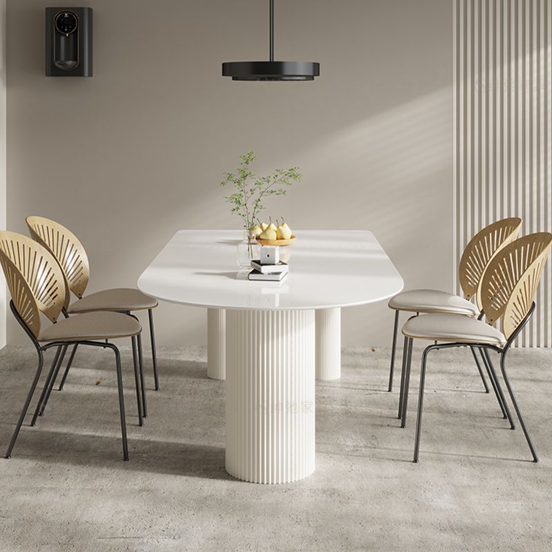 Free Form Stone Top Dining Table for Home Contemporary White Dinette Table