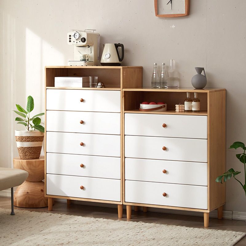 Modern Solid Wood Chest with 4 Natural Legs and Soft Close Drawers