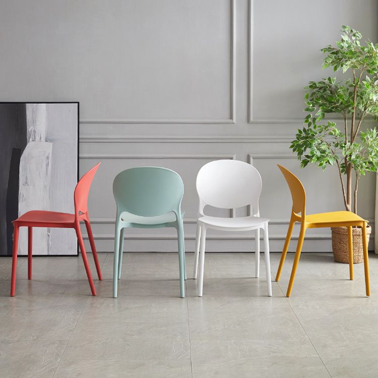 Scandinavian Armless Dining Chairs Plastic Indoor Stackable Open Back Side Chair