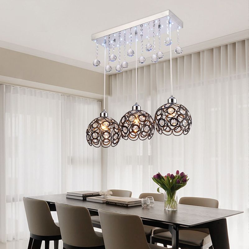 Salle à manger à teinte mondiale Crystal Crystal 3-Light Pendant moderne Lampe