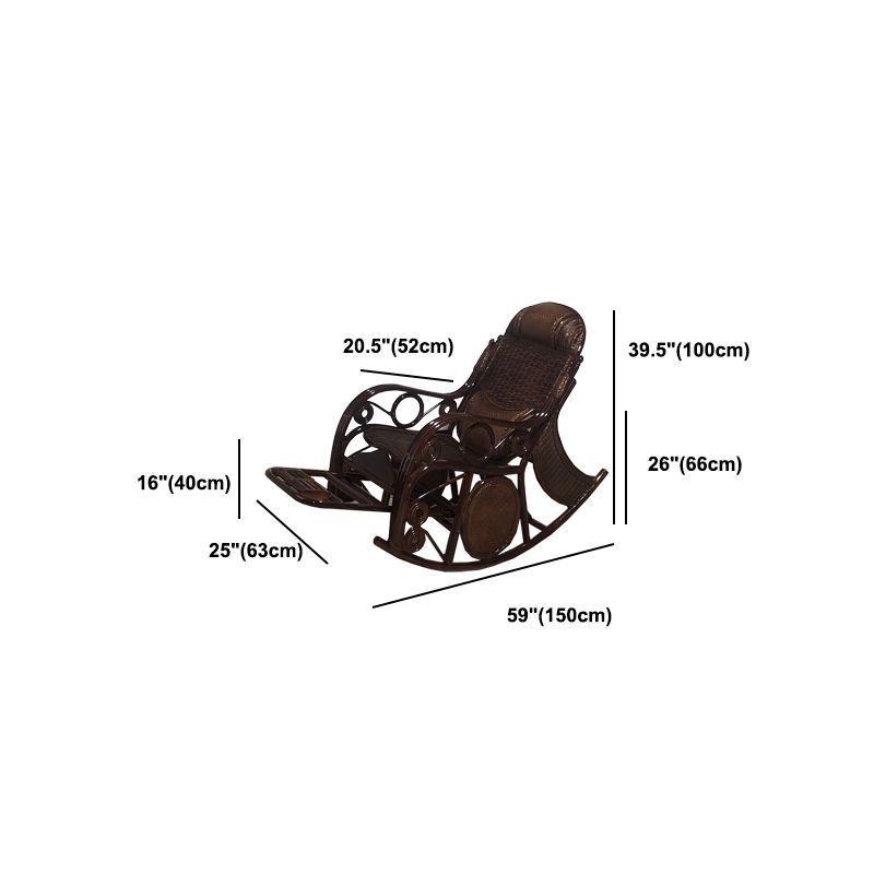 Traditional Spindle Rocking Accent Chair Tobacco Finish Rocker Chair Reclining