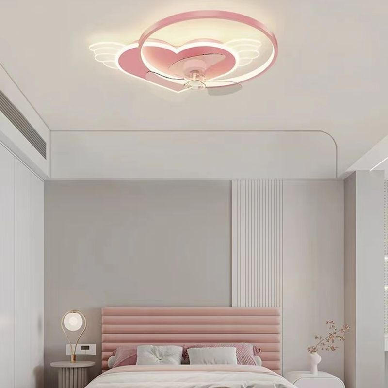 3-Blade Fan with Light Children Pink Ceiling Fan for Hallway Foyer