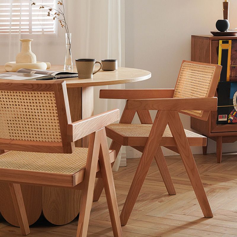 Solid Wood Arm Chair Open Back Dining Arm Chair for Living Room