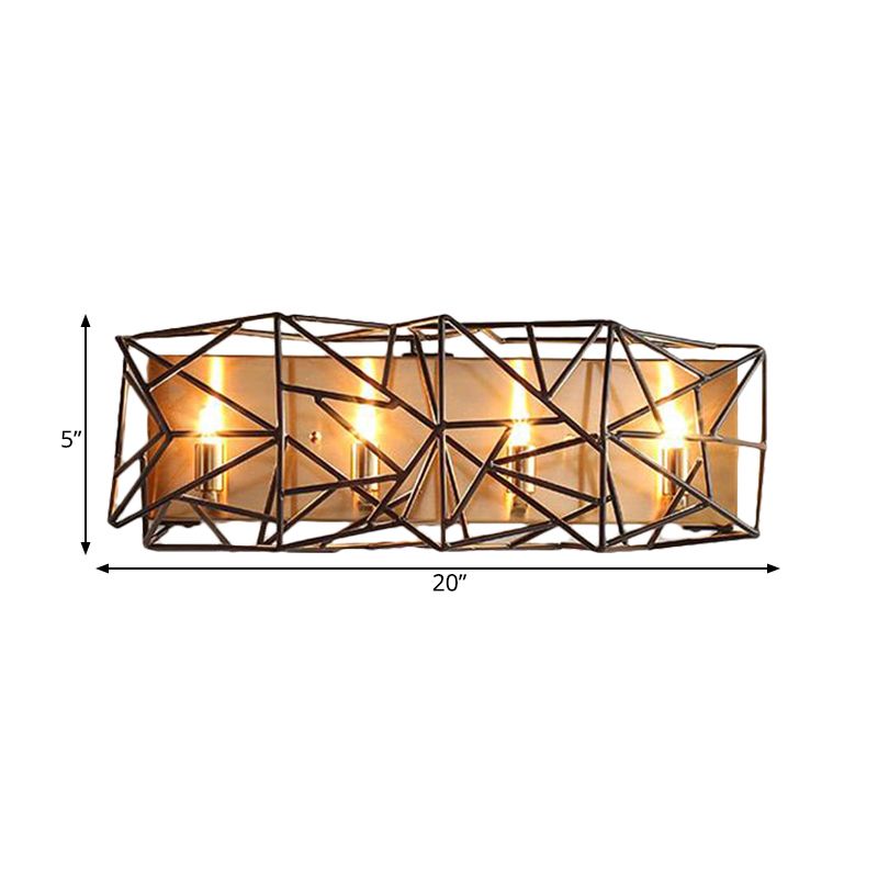 Metalen gekooide SCONCE LICTE FICUTE Traditionele 4 lichten binnen Wall Monted Lamp in zwart