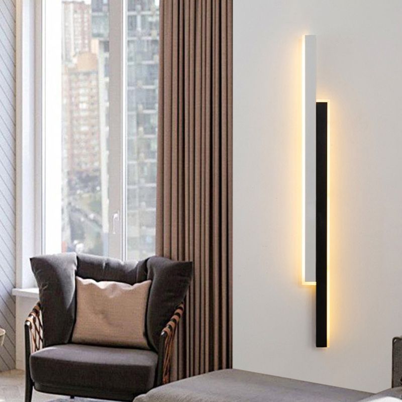 Modern Strip Wall Light Sconces Metal Black and White Sconces for Bedroom