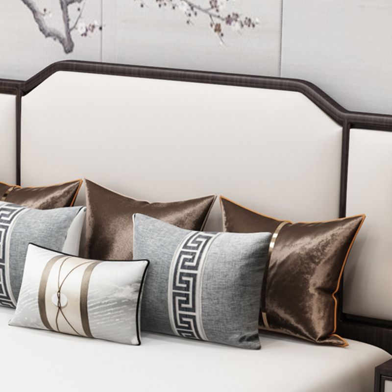 Mid-Century Modern Standard Bed Upholstered Headboard Ash Panel Bed