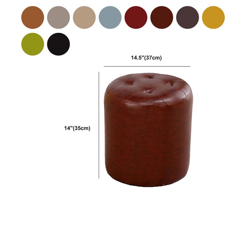 Tufted Ottoman Tear Resistant Faux Leather Contemporary Footstool Ottoman