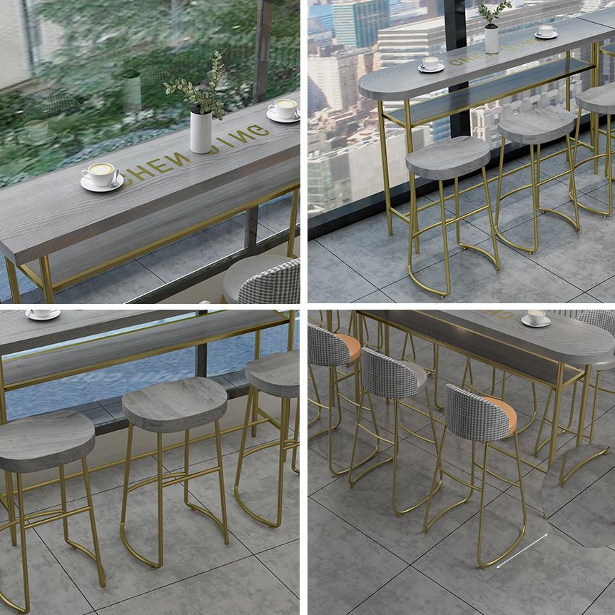 Living Room Oval Counter Height Set 1/2/4/7 Pieces Modern Wood Trestle Counter Set