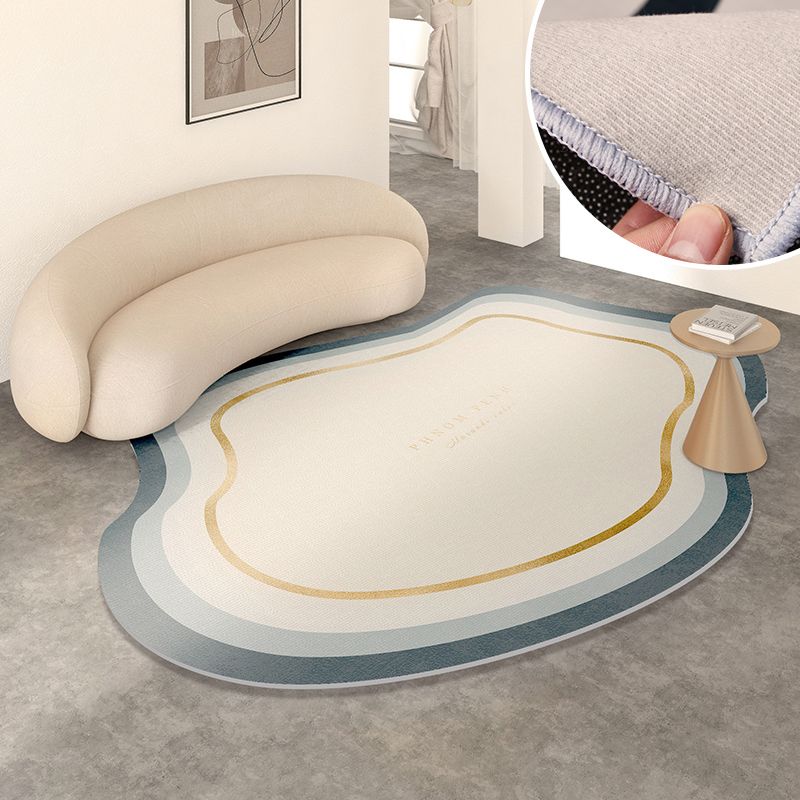 Modern Living Room Rug Color Block Polyester Area Carpet Non-Slip Backing Area Rug