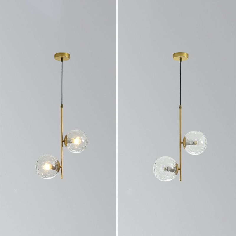 2 Lichte bolvormige tak Hangende lichten Moderne stijl Glazen hangende verlichting voor slaapkamer