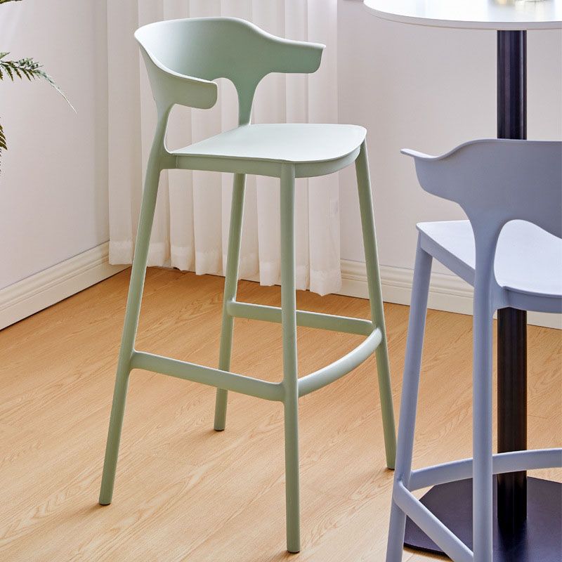 Scandinavian Plastic Barstool Low Back Counter Stool Footrest Furniture