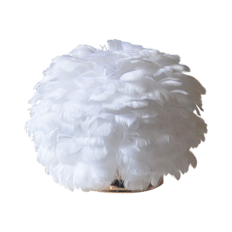Chambre à coucher globale lite légère plume 1 bulbe lampe de table de nuit contemporaine en blanc / rose