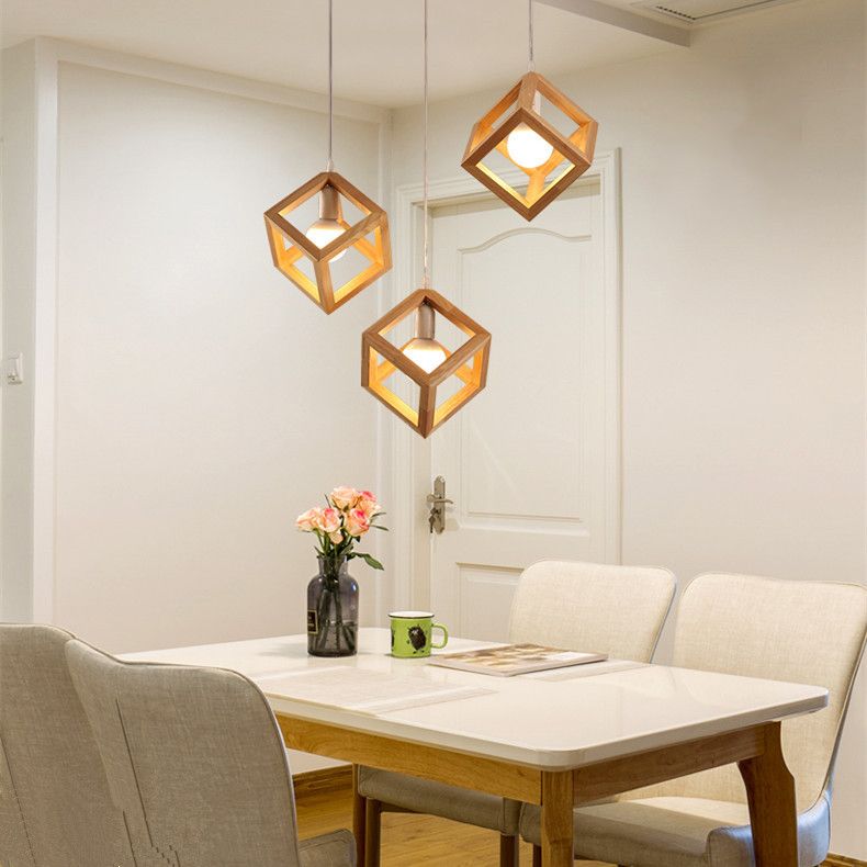 Lumières suspendues en bois massif moderne Géométrie Géométrie Alimin de support suspendu