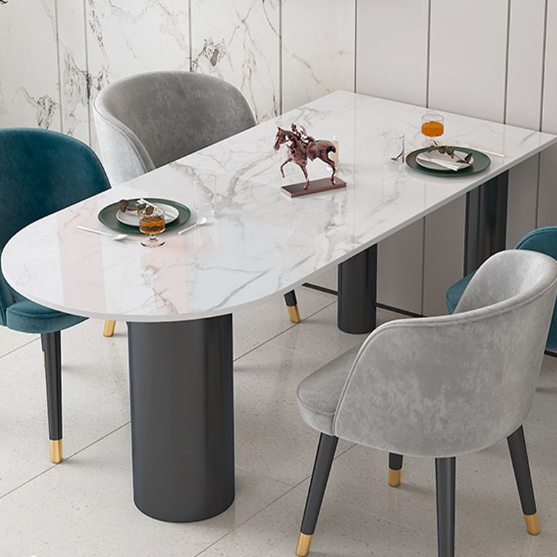 Sintered Stone Dining Table Modern White Top Dining Table with Black Frame