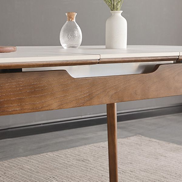 Table de salle à manger en pierre extensible rectangulaire Table de dinette de luxe traditionnelle à 4 pieds