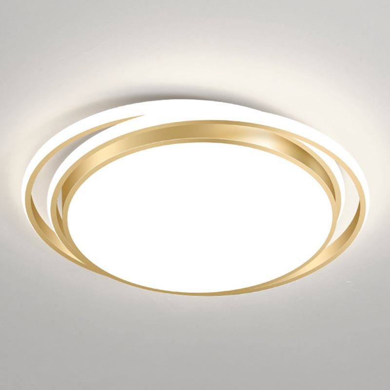 Luz LED circular dorada de montaje empotrado, montaje empotrado de techo de metal minimalista moderno para sala de estar