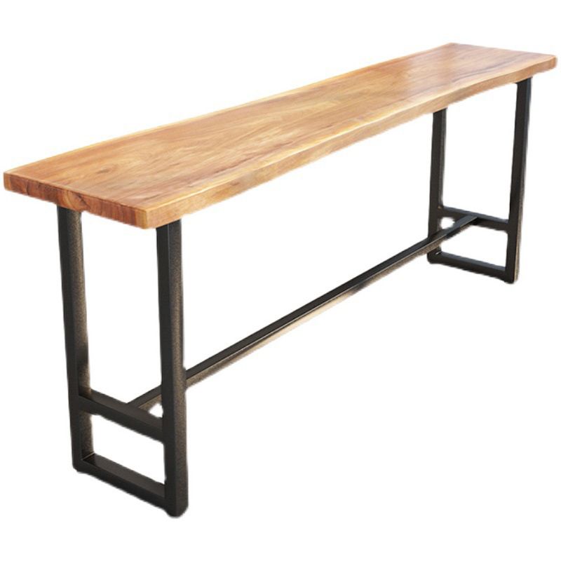 Modern Bar Height Pub Table Solid Wood Top Pub Table with Black Base