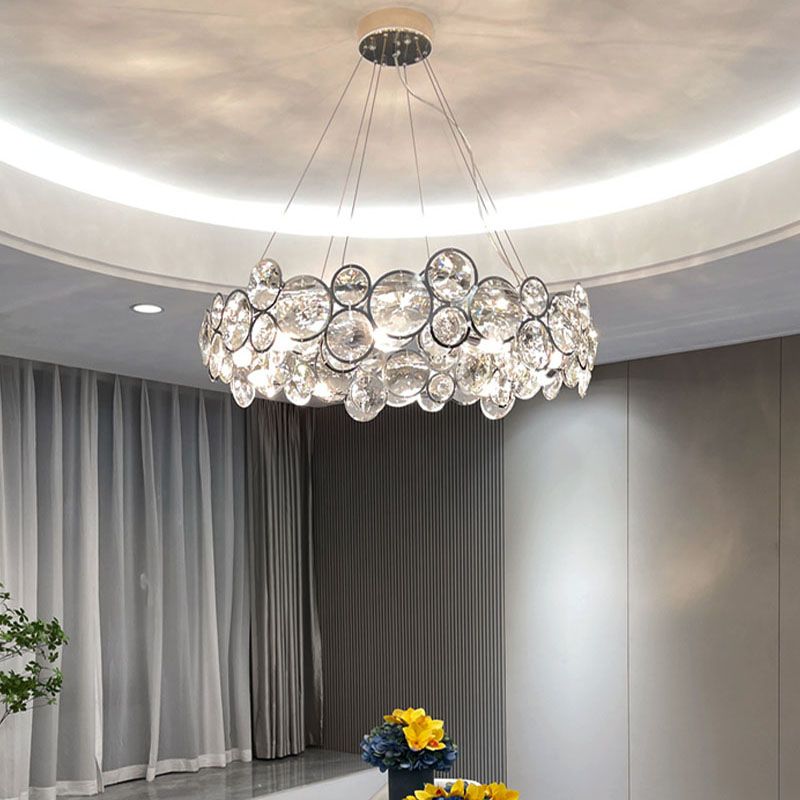 Post Modern Style Crystal Island Light Clear Simplicity Hanging Light for Dining Room