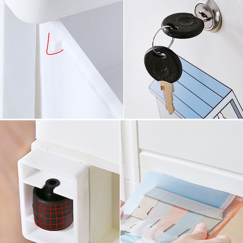 Contemporary Wardrobe White Color Plastic Wardrobe Closet with Drawers