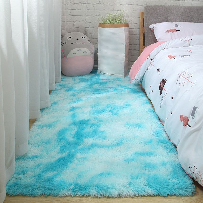 Western Plain Rug Multi-Colored Faux Wool Indoor Rug Washable Anti-Slip Backing Area Carpet for Bedroom