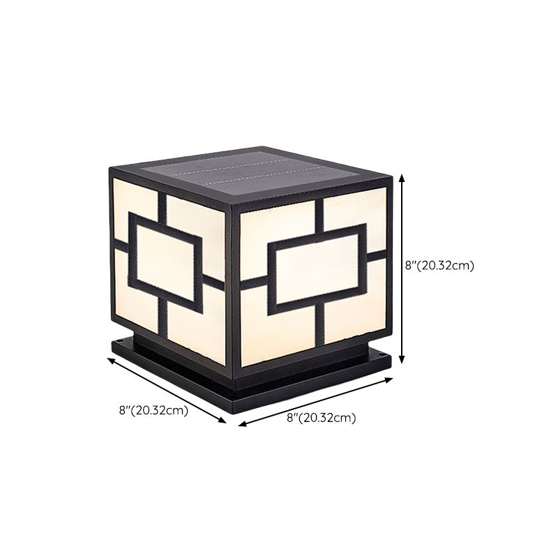 Contemporary LED Pillar Light Simple Black Solar Lighting Fixture for Garden