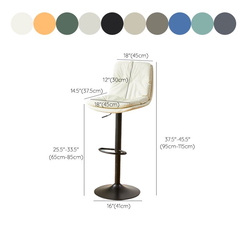 Industrial Backrest Armless Counter Stool Adjustable Cafe Bar Stool with Cushion