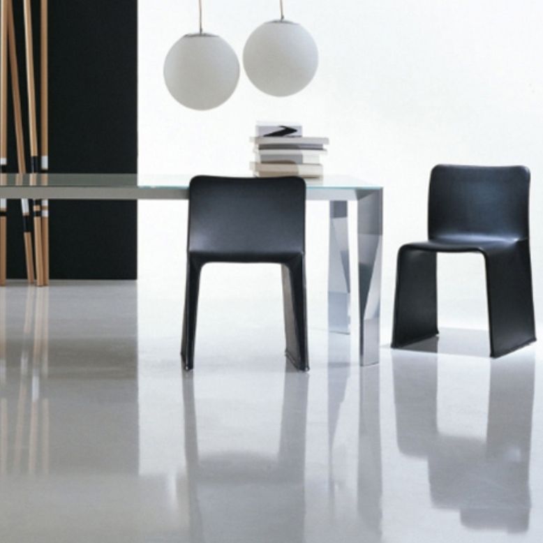 Rectangular Black Stone Table Top Dining Table with 4 Foot Metal Base