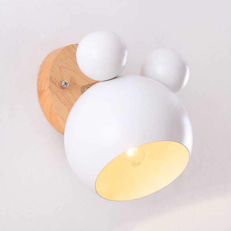 Children Wood Wall Light Polish Finish Flush Mount Lighting for Room