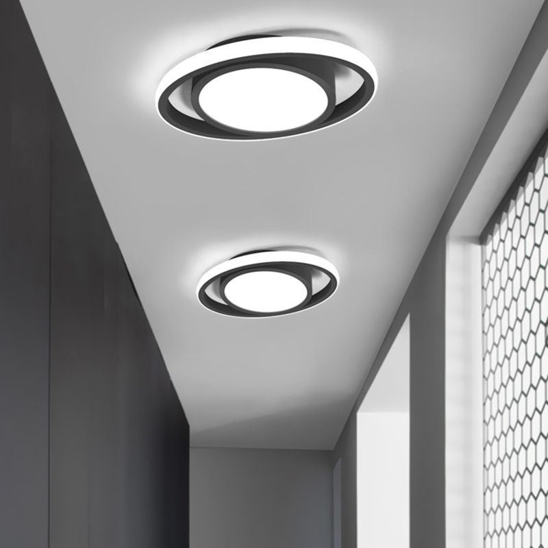 Corridor LED Flush Mount Light Fixture Modernism Ceiling Light with Elliptical Acrylic Shade