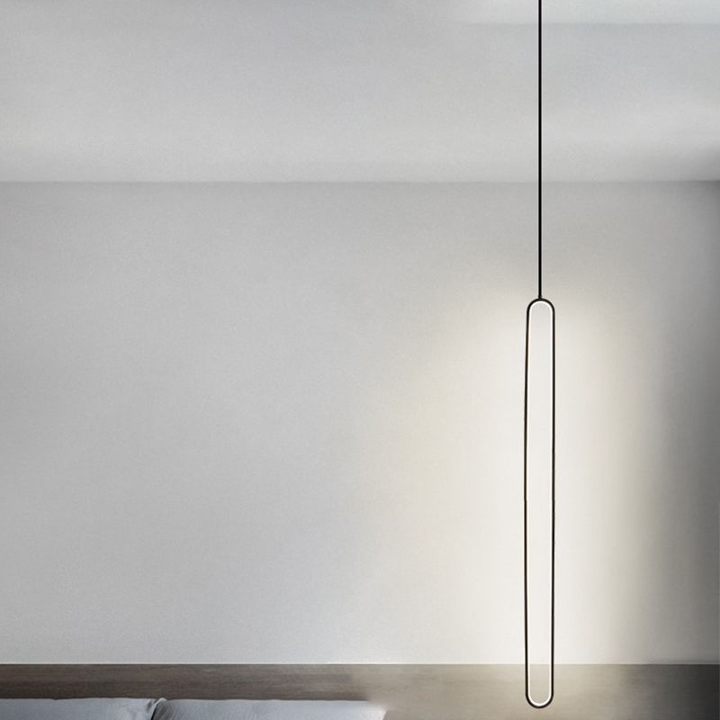 Contemporary Oval Shape Pendant Light Aluminum LED Hanging Pendant for Living Room